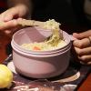 2Pack Microwave Soup Mugs with Lids,28.7oz Microwave Ramen Bowl with Lid,Improved Easy-Grip Design for On-the-Go - Holds Soup, Rice, Cereal & More - BPA-Free(Beige+Pink) view 2