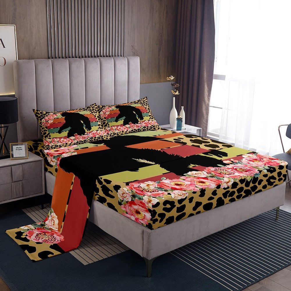Manfei Gorilla Silhouette Bed Sheet Set Twin Size