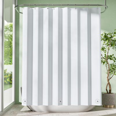 Amazer White Shower Curtain Liner with Magnets, 72x72 Plastic Shower Liner PEVA Waterproof Medium Weight Inside Shower Curtains Liner for Bathroom with Rustproof Grommet