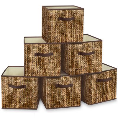 homyfort 12x12 Cube Storage Bins - Fabric Cubby Bins with Dual Handles, Collapsible Storage Organizer for Shelf, Closet, Nursery, Set of 6 Not Rattan Weaving