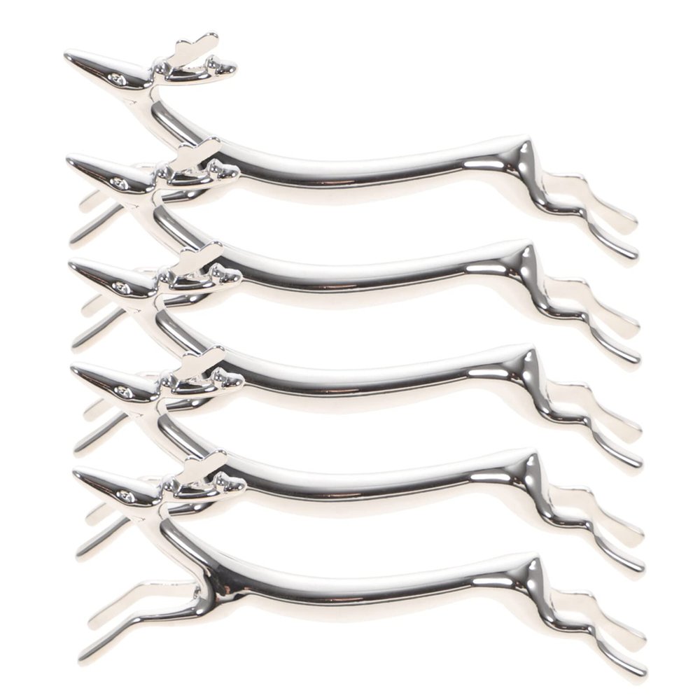 Deer Shaped Stainless Steel Chopsticks Holder Rest 5 Pcs Silver