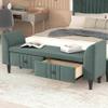 RIDFY Modern Storage Bed Bench with 2 Drawers and Arms, Upholstered Wooden Ottoman Bench for Bedroom End of Bed, Entryway, Living Room (Green) view 1