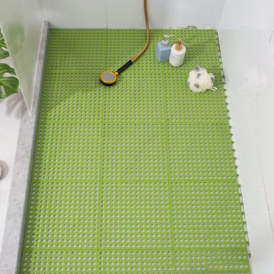 10PCS Mosaic Bath Mat, Comfortable Suction Cup Floor Mats, Square Shower Mat, Anti Slip Plastic Bathtub Mat for Kitchen Bathroom,Spliced Comfortable Indoor Bath Mat for Bathrooms Kitchens (Green)