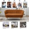Gustonhon 59" Modern Boucle Loveseat Couch, Small Sofa with Gold Metal Legs,2-Seater Upholstered Mini Sofa Couches for Small Space,Living Room Bedroom Office Dorm Studio Apartment (Caramel) view 3