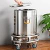 LXHELIVERY Stainless Steel Stock Pot Stand Stock Pot Stand Mobile Cart On Wheels Insulation Drum Mobile Rack for Canteen Restaurant,Move Milk Bucket, Soup Pot (Color : Silver1, Size : 42cm) view 2