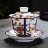 LingXuanGe Gaiwan Tea Cup gaiwan Tea Pot Chinese Tea Cups Chinese Enamel Pattern Ceramic Gaiwan Tea Set Sancai Tea Bowl view 2