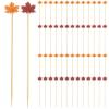 200pcs Bamboo Food Skewers Maple Leaves Cocktail Skewers Fruit Vegetable Sandwich Sticks Appetizers Toothpicks for Thanksgiving Halloween Fall Party view 1
