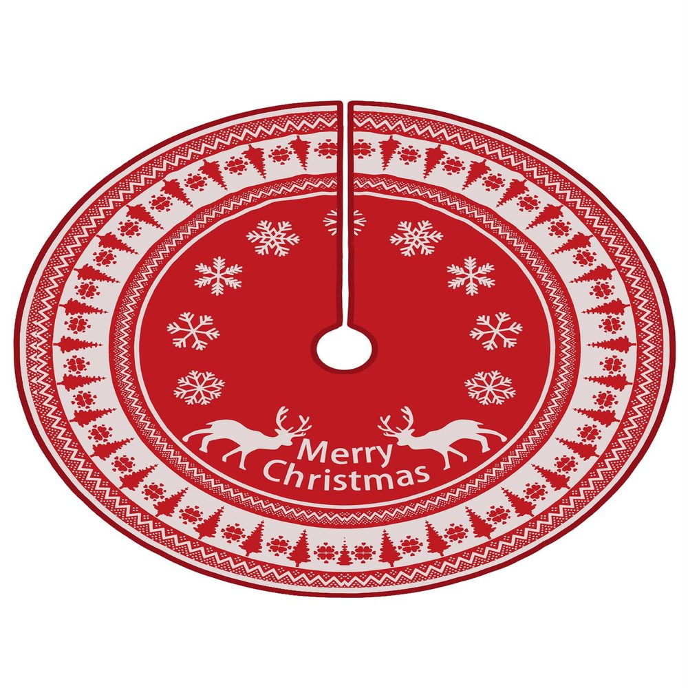 Flash World 36 Inch Large Christmas Tree Skirt Xmas Soft Cover Mat Decor Snowflake Collar Farmhouse Tree Skirt for Holiday Ornaments Party Home Indoor Decorations (F, 48INCH)