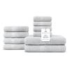 Villa Celestia 100% Cotton Bath Towel Set of 10-2 Bath Towels, 4 Hand Towels, 4 Wash Cloths, Sustainable, Soft, Highly Absorbent, Combed Cotton 10 Piece Set for Hotels, Spa, Bathroom, Dorm, Silver view 1