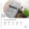 Villa Celestia 100% Cotton Bath Towel Set of 10-2 Bath Towels, 4 Hand Towels, 4 Wash Cloths, Sustainable, Soft, Highly Absorbent, Combed Cotton 10 Piece Set for Hotels, Spa, Bathroom, Dorm, Silver view 3
