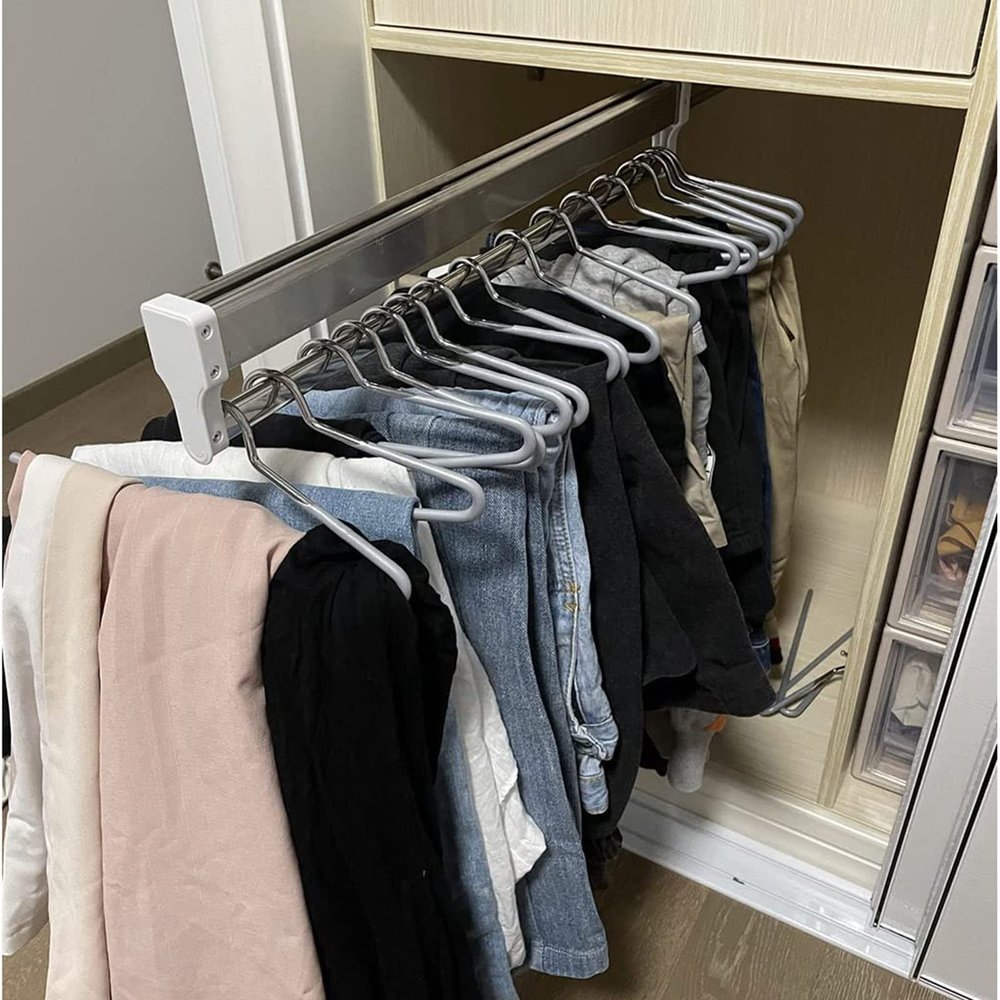 JIAHESHYP Pull Out Clothes Hanger Rail, Extendable Closet Rod, Adjustable Wardrobe Clothing Rail,Closet Organizer Rack for Houseware, Load 25kg (Size : 30cm)