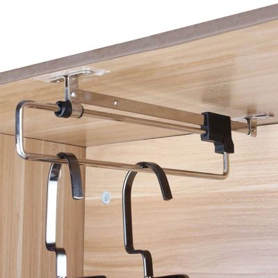 25-50cm Coat Hanger Wardrobe Pull Out Clothes Hanger Trousers Pull Out Hanger Rail Telescopic Space Saving for Household Wardrobes, Kitchen Cabinets (Size : 50cm)
