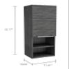 DiMorture Bathroom Wall Cabinet, Wall Mounted Medicine Cabinet, Single Door and Open Shelves, Living Room Bathroom Floating Storage Organizer Side Cabinet, Grey view 2