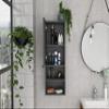 DiMorture Bathroom Wall Cabinet, Wall Mounted Medicine Cabinet, Single Door and Open Shelves, Living Room Bathroom Floating Storage Organizer Side Cabinet, Grey view 3