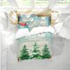 Boasorte Christmas Prints Duvet Cover Set | Cartoon Santa Claus Elk Christmas Tree Design Bedding Set | with Soft Duvet Cover+2 Pillow Shams(3pcs) or Sheet (4pcs) (A,Full-3PCS) view 1