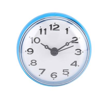 Round Wall Clock, Waterproof Wall Window Mirror Bathtub Shower Clock Bathroom Accessories Gifts for Kids and Friends (Red)(Blue)