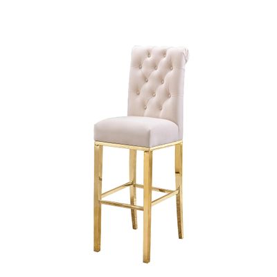 Best Quality Furniture Upholstered Barstools with Rolled Back and Gold Stainless Steel