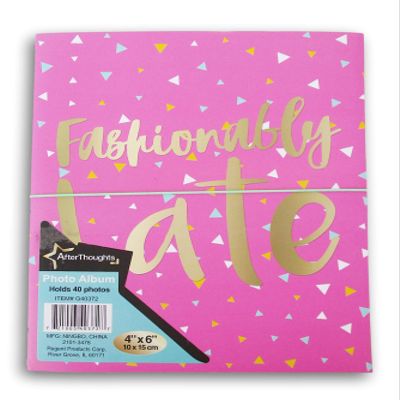 Patterned Photo Album with Elastic Binding and Plastic Sleeves, Holds 40 Photos (Fashionably Late Pink Confetti)