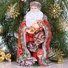 TYCHEART STUDIO Wooden Hand Carved Santa Claus & Forest Animals Figurine 14"-Hand Painted Merry Christmas Home Decoration - Funny Made in Ukraine view 2