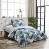 Brilliant Sunshine Teal Herringbone Patchwork, 2-Piece Quilt Set with 1 Sham, Reversible Bedspread, Soft Lightweight Coverlet, All-Season, Twin, Teal view 1