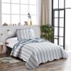 Brilliant Sunshine Teal Herringbone Patchwork, 2-Piece Quilt Set with 1 Sham, Reversible Bedspread, Soft Lightweight Coverlet, All-Season, Twin, Teal view 2