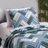Brilliant Sunshine Teal Herringbone Patchwork, 2-Piece Quilt Set with 1 Sham, Reversible Bedspread, Soft Lightweight Coverlet, All-Season, Twin, Teal view 3