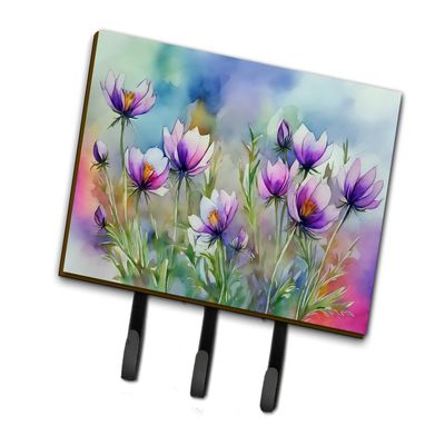 Caroline's Treasures State Watercolor Leash or Key Holder, Triple Hook, South Dakota Pasque Flowers 1705