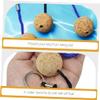 CALLARON 4pcs Wooden Ball Key Ring Floating Wooden Ball Keychain Floating Chain chain Cork Ring Floatable Cork Fishing Round view 3