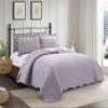 Brilliant Sunshine Lilac and Beige Rose Patchwork, 3-Piece Quilt Set with 2 Shams, Reversible Bedspread, Soft Lightweight Coverlet, All-Season, Full/Queen, Lilac view 2