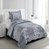 Brilliant Sunshine Grey Flowers Patchwork, 2-Piece Quilt Set with 1 Sham, Reversible Bedspread, Soft Lightweight Coverlet, All-Season, Twin, Grey view 1