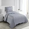 Brilliant Sunshine Grey Flowers Patchwork, 2-Piece Quilt Set with 1 Sham, Reversible Bedspread, Soft Lightweight Coverlet, All-Season, Twin, Grey view 2