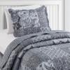 Brilliant Sunshine Grey Flowers Patchwork, 2-Piece Quilt Set with 1 Sham, Reversible Bedspread, Soft Lightweight Coverlet, All-Season, Twin, Grey view 3