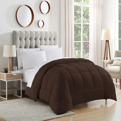 Dorm Room Essentials College Bedding Comforter 1 Piece Queen Size Solid Color Duvet Insert for College Students Boys and Girls, Queen, Chocolate Brown
