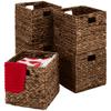 Best Choice Products 13x13in Pack of 5 Cube Storage Baskets, Water Hyacinth Multipurpose Collapsible Organizers, Handwoven Laundry Totes for Laundry, Living Room, Kids Room & Nursery - Brown view 1