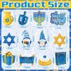 Qunclay 36 Pcs Hanukkah Ornaments Chanukah Wooden Hanging Ornament Star of David Menorah Gnome Happy Hanukkah Wood Pendant Blue Yellow Jewish Home Decorations for Christmas Tree Party Decor view 2