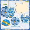 Qunclay 36 Pcs Hanukkah Ornaments Chanukah Wooden Hanging Ornament Star of David Menorah Gnome Happy Hanukkah Wood Pendant Blue Yellow Jewish Home Decorations for Christmas Tree Party Decor view 3
