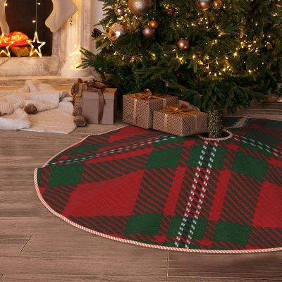 DKJlitter Christmas Tree Skirt, Old Scotsman Clan MacGregor Gregor Tartan Plaid Xmas Tree Skirts Mat Farmhouse Rustic Xmas Holiday Indoor Party Outdoor Decoration 48 inches