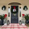 Christmas Door Mat Outdoor 4' x 6' Red and White Plaid Rug Christmas Decor Rug Cotton Hand-Woven Layered Door Mats Washable Carpet for Front Porch, Kitchen, Farmhouse, Entryway view 3