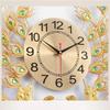 BinOxy Living Room Wall Clock Peacock Clock Living Room Modern Wall Clock Clock Creative Big Wall Clock Fashion Living Room Decoration Wall Clock Gold Wall Clocks (Color : Brass) view 3