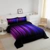 Feelyou Geometric Abstract Ombre Comforter Set Full Size, Purple Blue and Black Bedding Set for Boys Girls Ombre Gradient Lines Comforter Abstract Duvet Set Kids Room Decor Microfiber Bed Set view 2