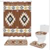 ARTSHOWING Bohemian 4 Pcs Bathroom Shower Curtain Sets, Shower Curtain Toilet Mat Lid Rug Curtain Sets, Shower Curtains with 12 Hooks, Southwest Tribal Retro Totem Texture view 1