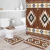 ARTSHOWING Bohemian 4 Pcs Bathroom Shower Curtain Sets, Shower Curtain Toilet Mat Lid Rug Curtain Sets, Shower Curtains with 12 Hooks, Southwest Tribal Retro Totem Texture view 3