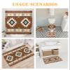 ARTSHOWING Bohemian 4 Pcs Bathroom Shower Curtain Sets, Shower Curtain Toilet Mat Lid Rug Curtain Sets, Shower Curtains with 12 Hooks, Southwest Tribal Retro Totem Texture view 4