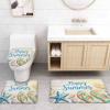 ARTSHOWING Happy Summer Shower Curtain Set with Non-Slip Rug Toilet Lid Cover Bath Mat, Waterproof Bath Curtain with Hooks 66"x72", Slippers Starfish Shells on Wooden Planks view 4