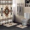 ARTSHOWING Southwest America Aboriginal Shower Curtain Set with Non-Slip Rug Toilet Lid Cover Bath Mat, Waterproof Bath Curtain with Hooks 36"x72", Indian Style Pattern view 2