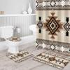 ARTSHOWING Southwest America Aboriginal Shower Curtain Set with Non-Slip Rug Toilet Lid Cover Bath Mat, Waterproof Bath Curtain with Hooks 36"x72", Indian Style Pattern view 3
