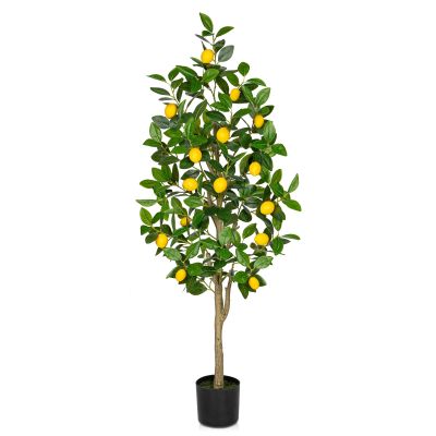 Artificial Lemon Tree 4ft Fake Lemon Plant in Pot Large Fake Floor Plants Faux Trees Indoor Lemon Decorations for Home Living Room Office