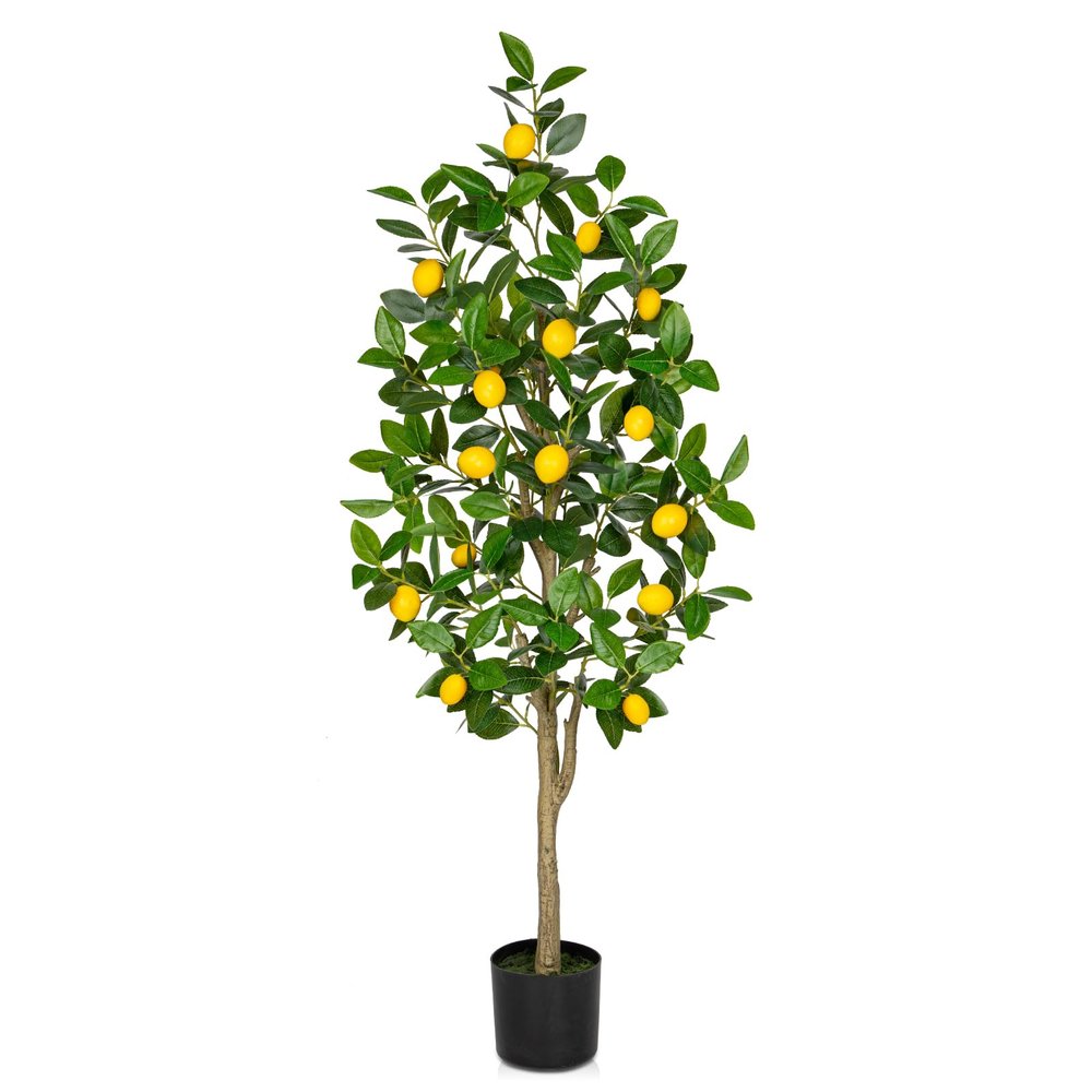 Artificial Lemon Tree 4ft Fake Lemon Plant in Pot Large Fake Floor Plants Faux Trees Indoor Lemon Decorations for Home Living Room Office