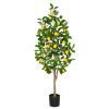 Artificial Lemon Tree 4ft Fake Lemon Plant in Pot Large Fake Floor Plants Faux Trees Indoor Lemon Decorations for Home Living Room Office view 1