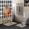 ARTSHOWING Welcome Thanksgiving 4 Pcs Bathroom Shower Curtain Sets, Shower Curtain Toilet Mat Lid Rug Curtain Sets, Shower Curtains with 12 Hooks, Orange Pumpkin Balck and White Plaid view 2
